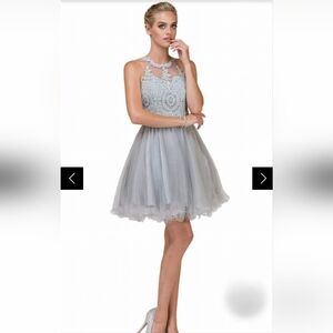 Elegant Formal Silver Gray Teen Dress